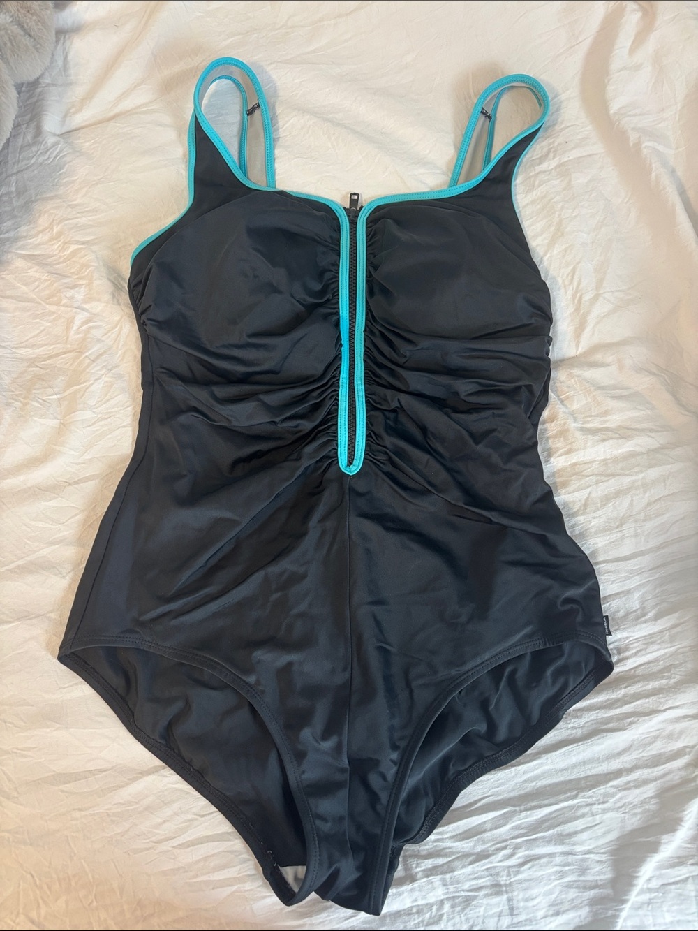 Reebok Black One-Piece Swimsuit with Teal Trim